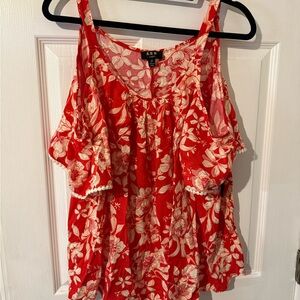 A.U.W. Woman’s plus size Red and White Floral Blouse